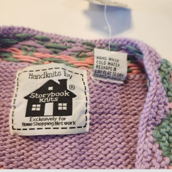 VTG Storybook Knits HANDKNIT Sweater Cardigan Southwestern Cactus - Picture 12 of 14